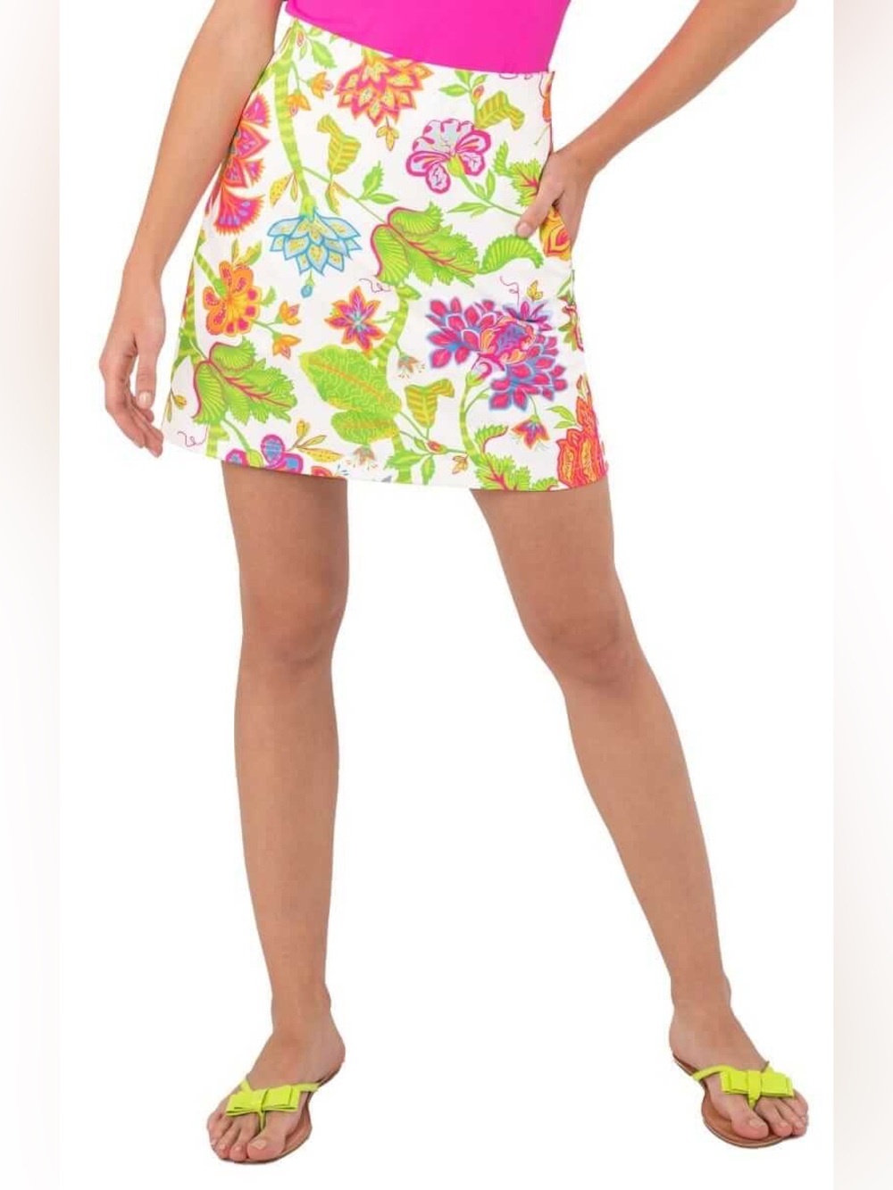 Gretchen Scott Designs Skippy Sports Skort Glorious White Mini Skirt Neon Floral